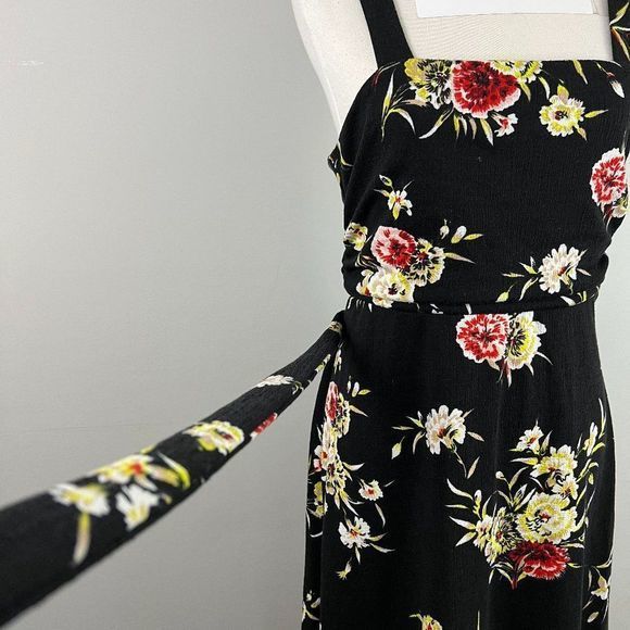 NWT FOURTEENTH PLACE Black Tropical Floral Sleeveless Dress (M) - Picture 2 of 9